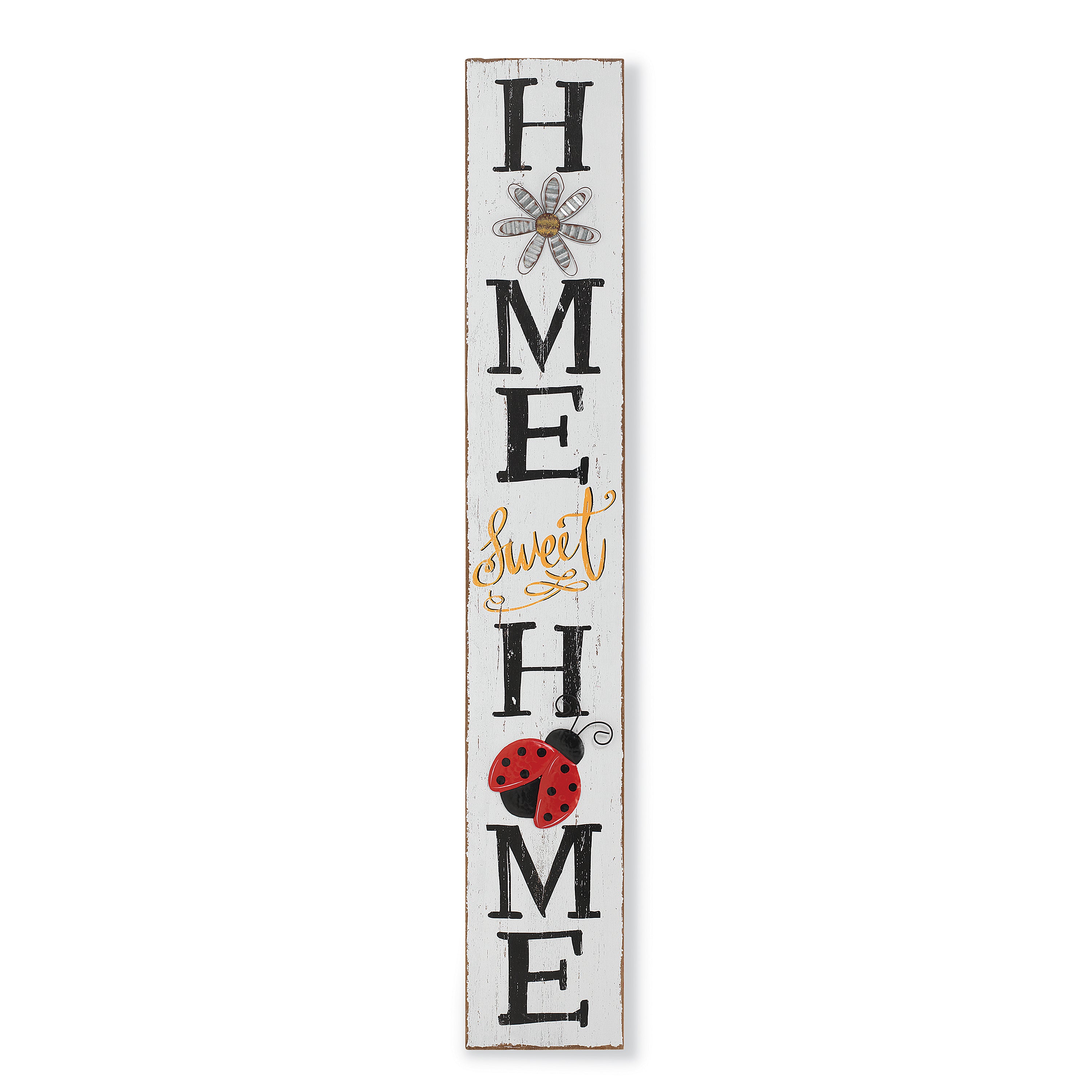 59 Inch Home Sweet Home Wood Porch Sign with Metal Accents 2510310EC
